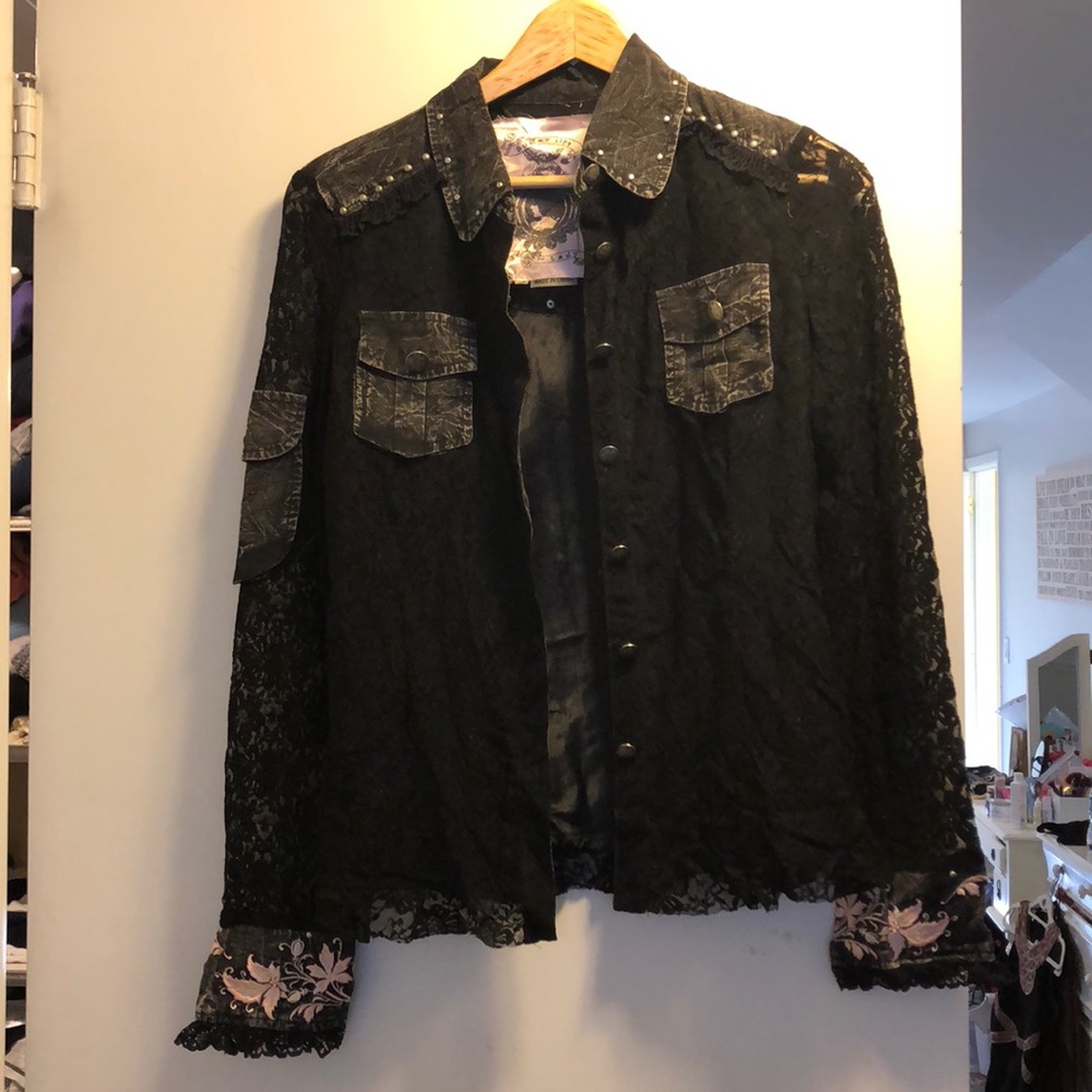 Lace button up